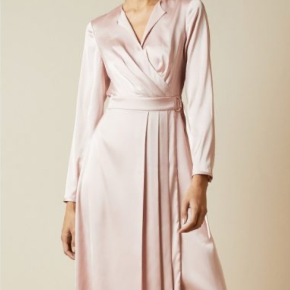 TED BAKER NEENHA SIDE WRAP PLEATED DRESS, LIGHT PINK/BLUSH